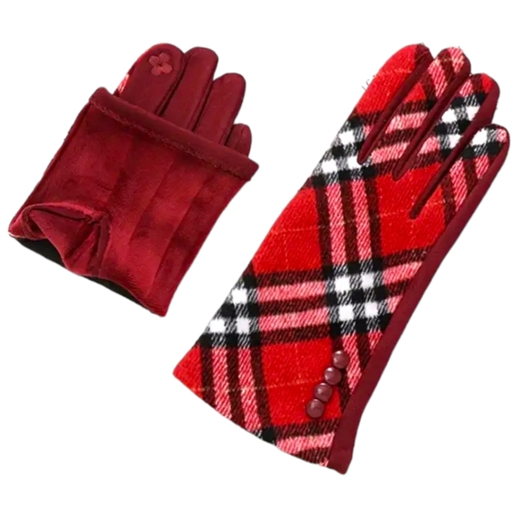 Women's British Plaid Touchscreen Thick Winter Warm Coldproof Gloves - Picture 3 of 4